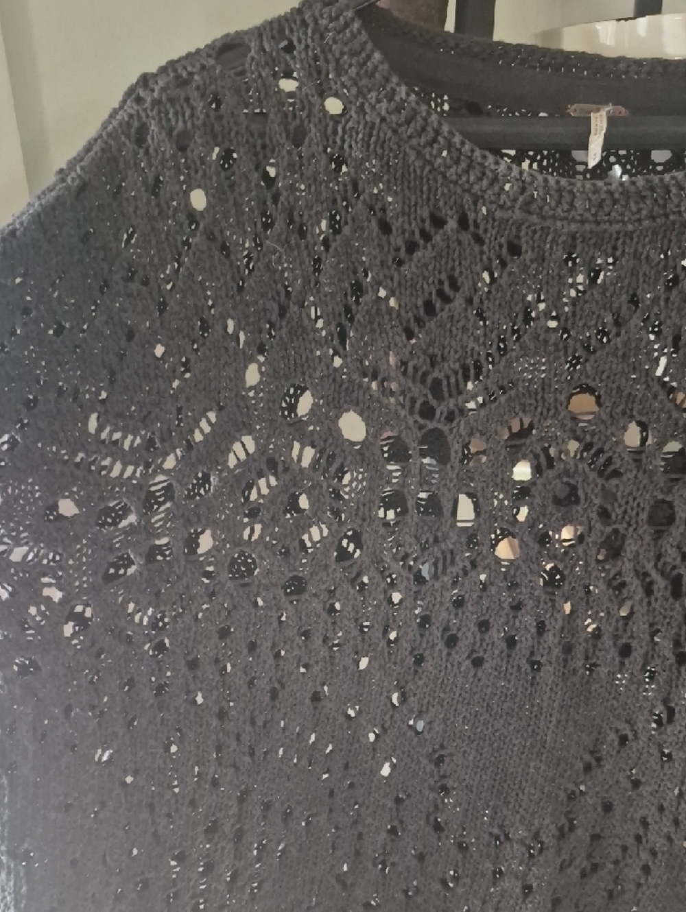 Free People Black Openwork Scoopneck Crochet Sweater - Picture 8 of 11